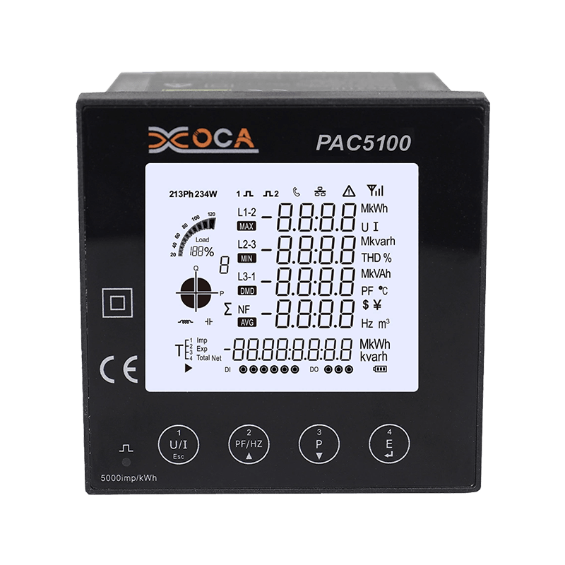 PAC5100 Wireless Tiga Fasa LCD Panel Meter Kuasa Elektrik Digital